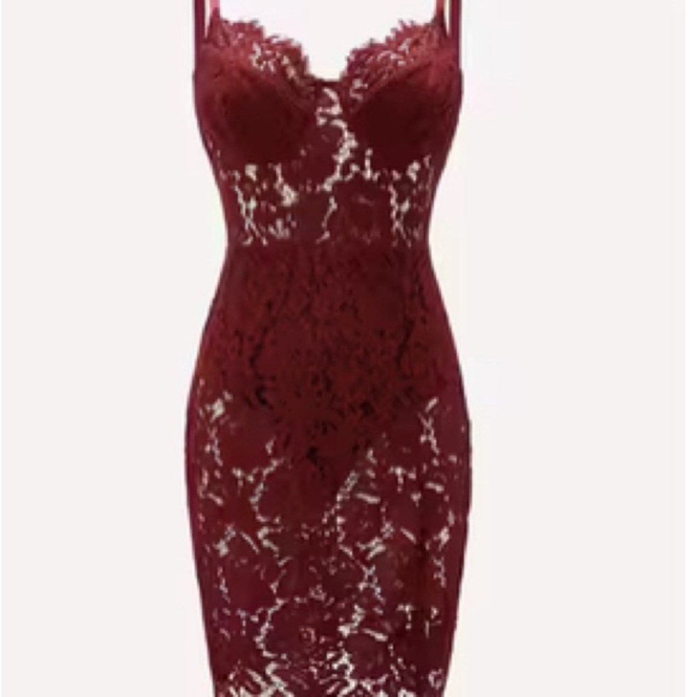Elegant Burgundy Lace Dress